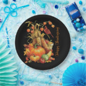 Herbst Ernte glücklich Ernte Thanksgiving Schwarze Pappteller (Party)