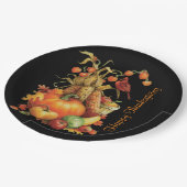 Herbst Ernte glücklich Ernte Thanksgiving Schwarze Pappteller (Schrägansicht)