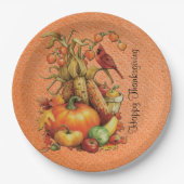 Herbst-Ernte-glücklicher Erntedank-Orangen-Teller Pappteller (Vorderseite)