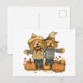 Herbst Ernte Goldendoodle Hunde Postkarte (Vorne/Hinten)