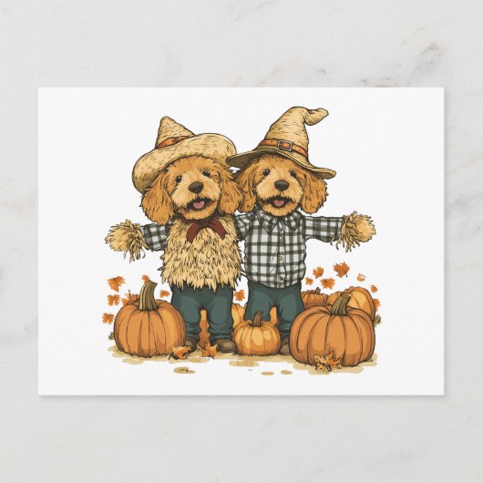 Herbst Ernte Goldendoodle Hunde Postkarte (Vorderseite)
