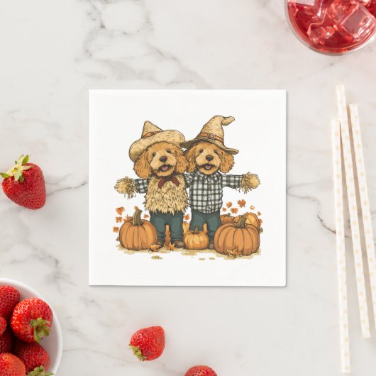Herbst Ernte Goldendoodle Hunde Serviette (Beispiel)