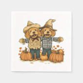 Herbst Ernte Goldendoodle Hunde Serviette (Vorderseite)