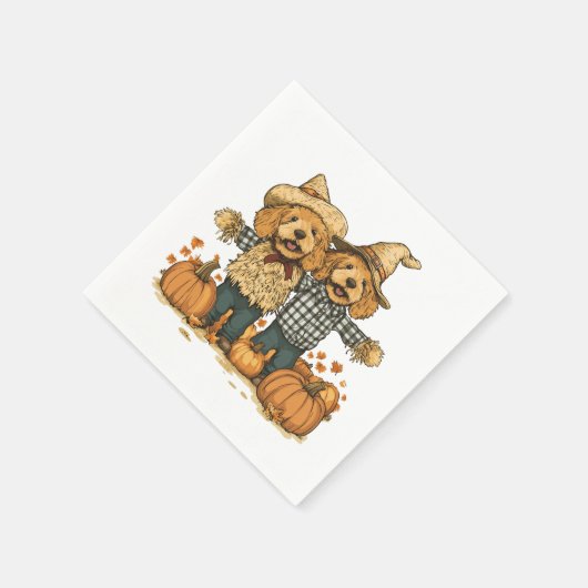 Herbst Ernte Goldendoodle Hunde Serviette (Ecke)