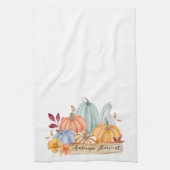 Herbst Ernte Grüne Pumpkins Geschirrtuch (Vertikal)