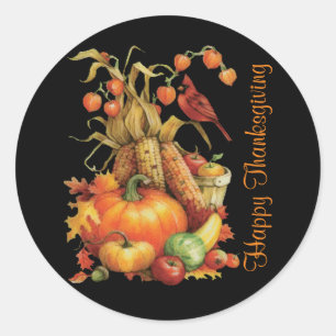 Herbst Ernte Happy Thanksgiving Black Stickers