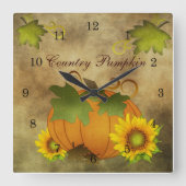 Herbst-Ernte-Land-Kürbis-Uhr Quadratische Wanduhr (Vorderseite)