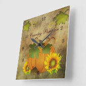 Herbst-Ernte-Land-Kürbis-Uhr Quadratische Wanduhr (Winkel)