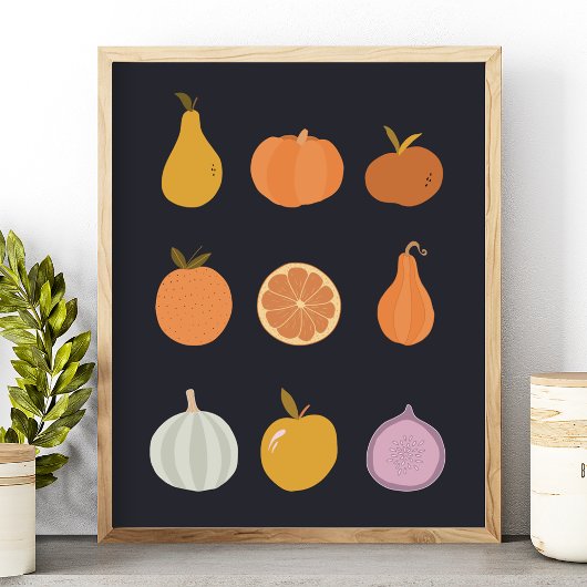 Herbst Ernte Obst und Gemüse Poster