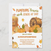 Herbst Ernte Pumpkin Blätter Stapel von Hay Einladung (Vorderseite)