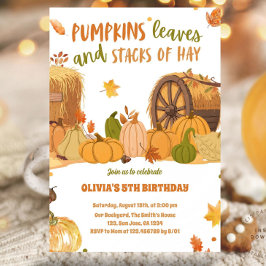 Herbst Ernte Pumpkin Blätter Stapel von Hay Einladung