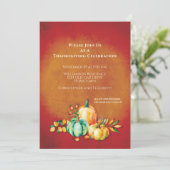 Herbst Ernte Pumpkin Rustikaler Erntedank Einladung (Stehend Vorderseite)