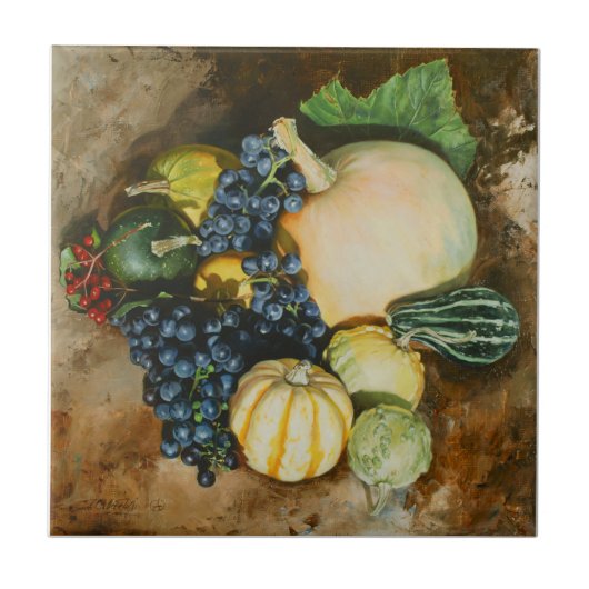 Herbst Ernte Stillleben mit Pumpkins, Gourmet Fliese (Vorderseite)