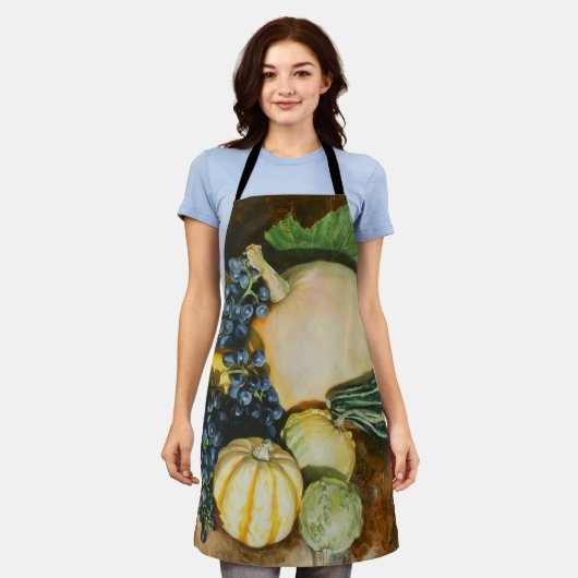 Herbst Ernte Stillleben mit Pumpkins, Gourmet Schürze (Getragen)