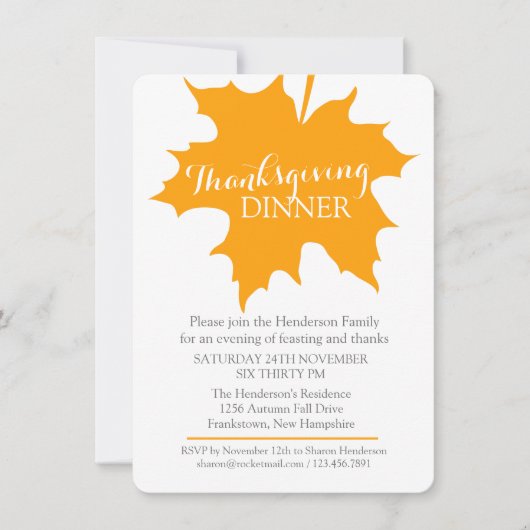 Herbst-Erntedank-Ahornblatt Einladung (Vorderseite)