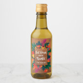 Herbst Erntedank Blätter auf Leder Weinetikett (Vorderseite)