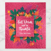 Herbst Erntedank Blätter und Sonnenblumen Weinetikett (Einzelnes Label)