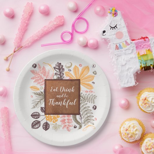Herbst Erntedank Botanicals Pappteller (Party)