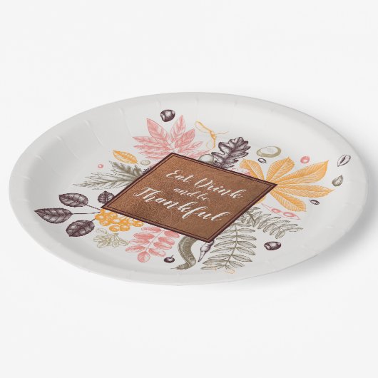 Herbst Erntedank Botanicals Pappteller (Schrägansicht)