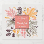 Herbst Erntedank Botanicals Schaumweinetikett (Einzelnes Label)