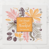 Herbst Erntedank Botanicals Schaumweinetikett (Einzelnes Label)