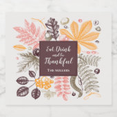 Herbst Erntedank Botanicals Schaumweinetikett (Einzelnes Label)