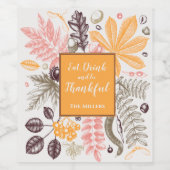 Herbst Erntedank Botanicals Weinetikett (Einzelnes Label)