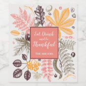 Herbst Erntedank Botanicals Weinetikett (Einzelnes Label)