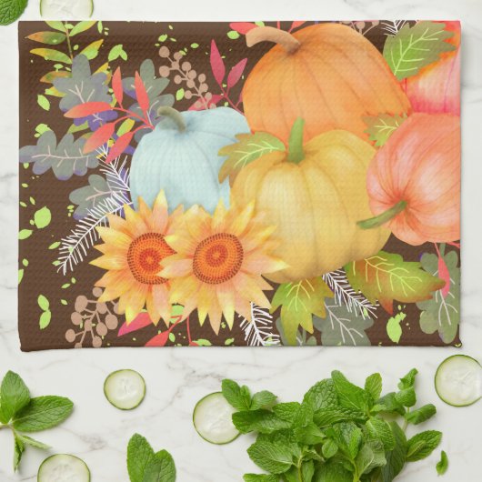 Herbst Erntedank Brown Geschirrtuch (Gefaltet)