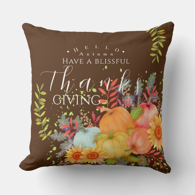Herbst Erntedank Brown Kissen (Vorderseite)