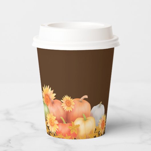 Herbst Erntedank Brown Pappbecher (Rückseite)