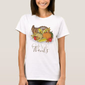 Herbst Erntedank Cornucopia Danke T-Shirt (Vorderseite)
