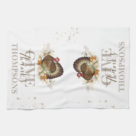 Herbst Erntedank Danke Personalisiert Geschirrtuch (Horizontal)