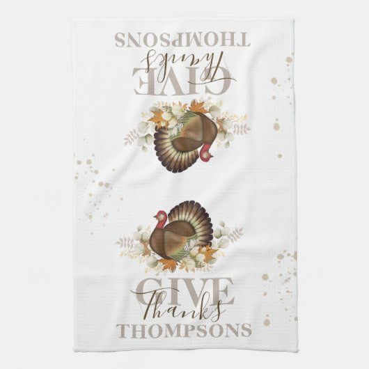 Herbst Erntedank Danke Personalisiert Geschirrtuch (Vertikal)