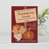 Herbst ERNTEDANK DINNER Pumpkin Einladung (Stehend Vorderseite)