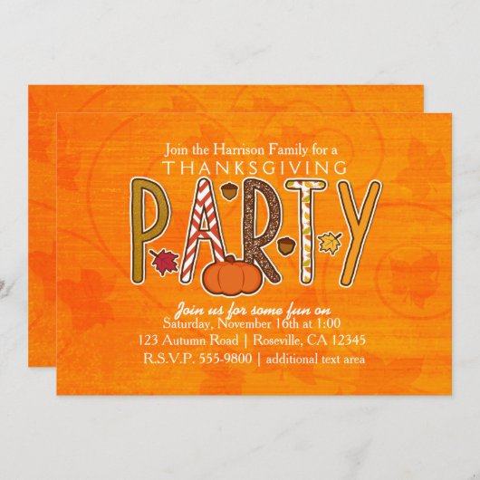 Herbst Erntedank Geburtstagsparty Einladung (Vorne/Hinten)