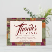 Herbst Erntedank Gold Burgund Marmorabend Einladung (Stehend Vorderseite)