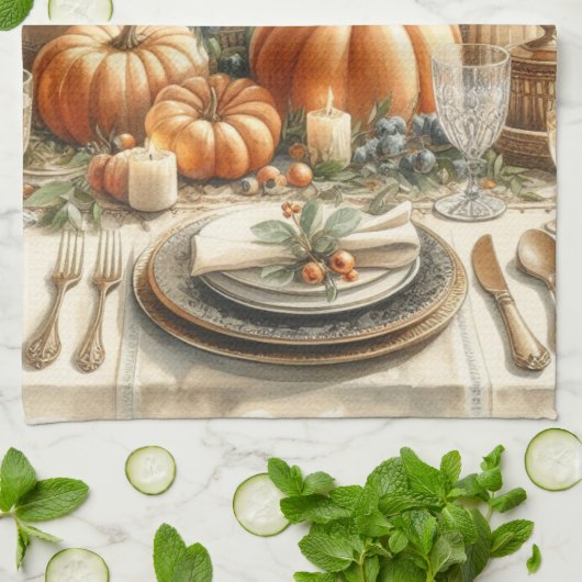 Herbst Erntedank Holiday Küche Handtücher (Gefaltet)