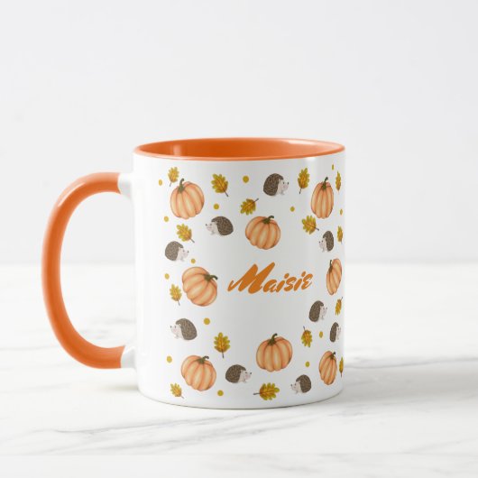 Herbst Erntedank Igel und Pumpkins Tasse (Links)