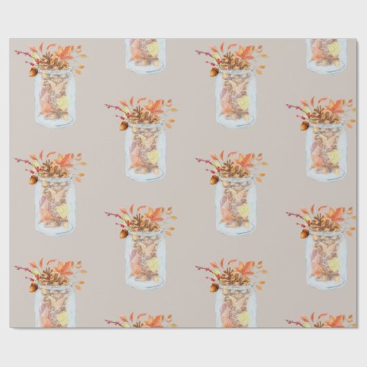 Herbst Erntedank Mason Jar Rustikale Pinecone Geschenkpapier (Flach)