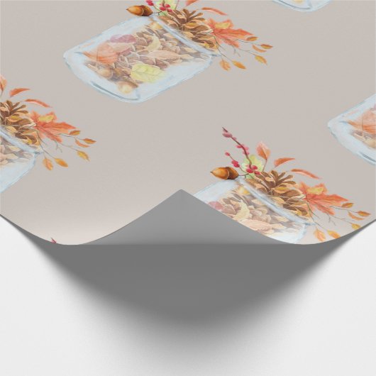 Herbst Erntedank Mason Jar Rustikale Pinecone Geschenkpapier (Ecke)