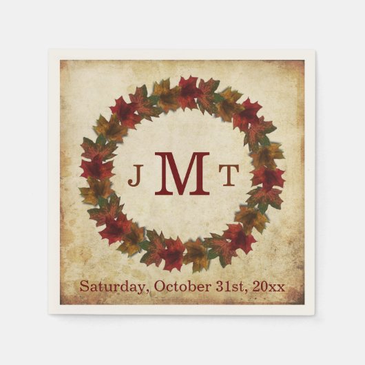 Herbst, Erntedank Monogramm Serviette (Vorderseite)