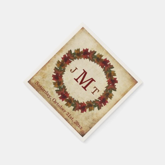 Herbst, Erntedank Monogramm Serviette (Ecke)