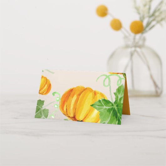 Herbst Erntedank Pumpkin Folies Platzkarte (Rückseite)