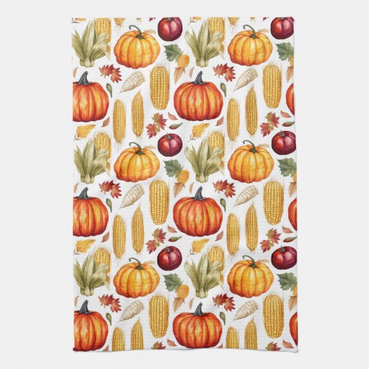 Herbst Erntedank Pumpkin Maisfutter Geschirrtuch (Vertikal)