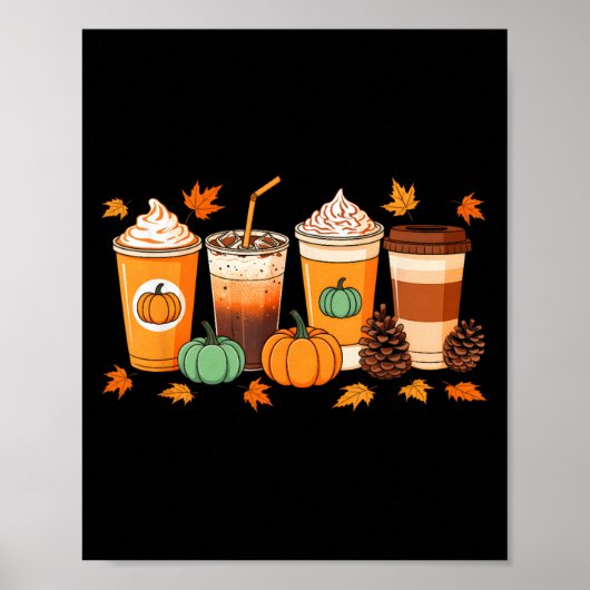 Herbst Erntedank Pumpkin Sce Kaffee Latumn Poster (Vorne)