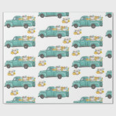Herbst Erntedank Pumpkin Truck Geschenkpapier (Flach)