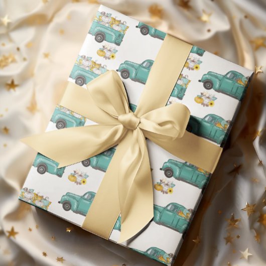 Herbst Erntedank Pumpkin Truck Geschenkpapier