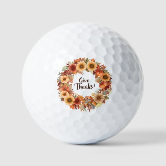 Herbst Erntedank Pumpkin und Blume Golfball (Vorderseite)