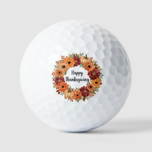 Herbst Erntedank Pumpkin und Blume Golfball (Vorderseite)